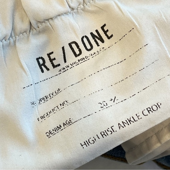 Re/Done High Rise Ankle Crop Jeans Worn Indigo Button Fly Skinny Denim Size 26 - Picture 8 of 10